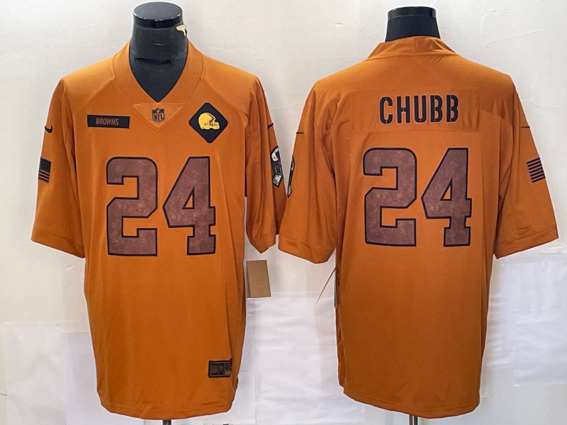 Men Cleveland Browns #24 Chubb brown Nike 2023 Salute To Service Limited NFL Jersey